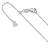 14K White Gold Adjustable  1mm D/C Cable Chain